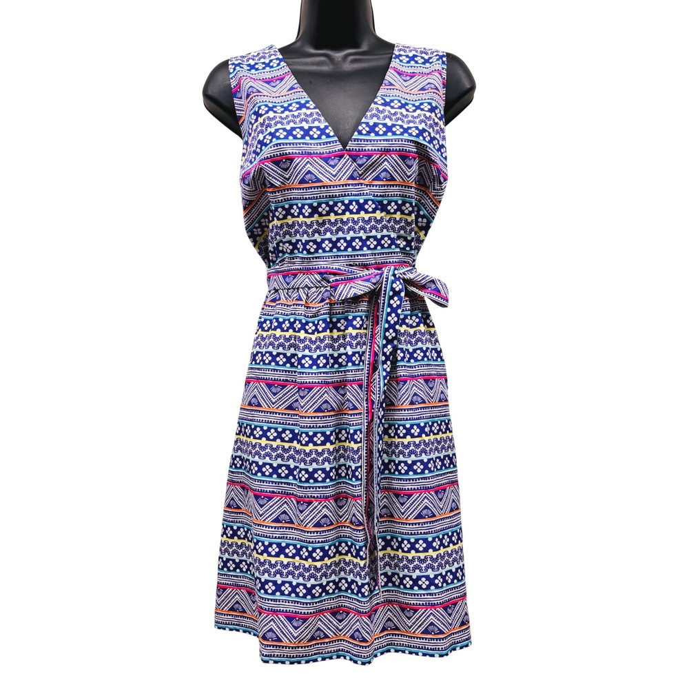 Vineyard Vines Womens Blue Geometric Print Sleeveless Pocket Dress Size‎ 10